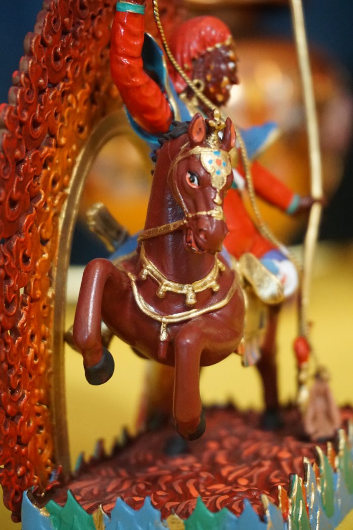 Tsiu Marpo Protector Statue – Hand-Painted Copper Tibetan Buddhist Sculpture (12cm)