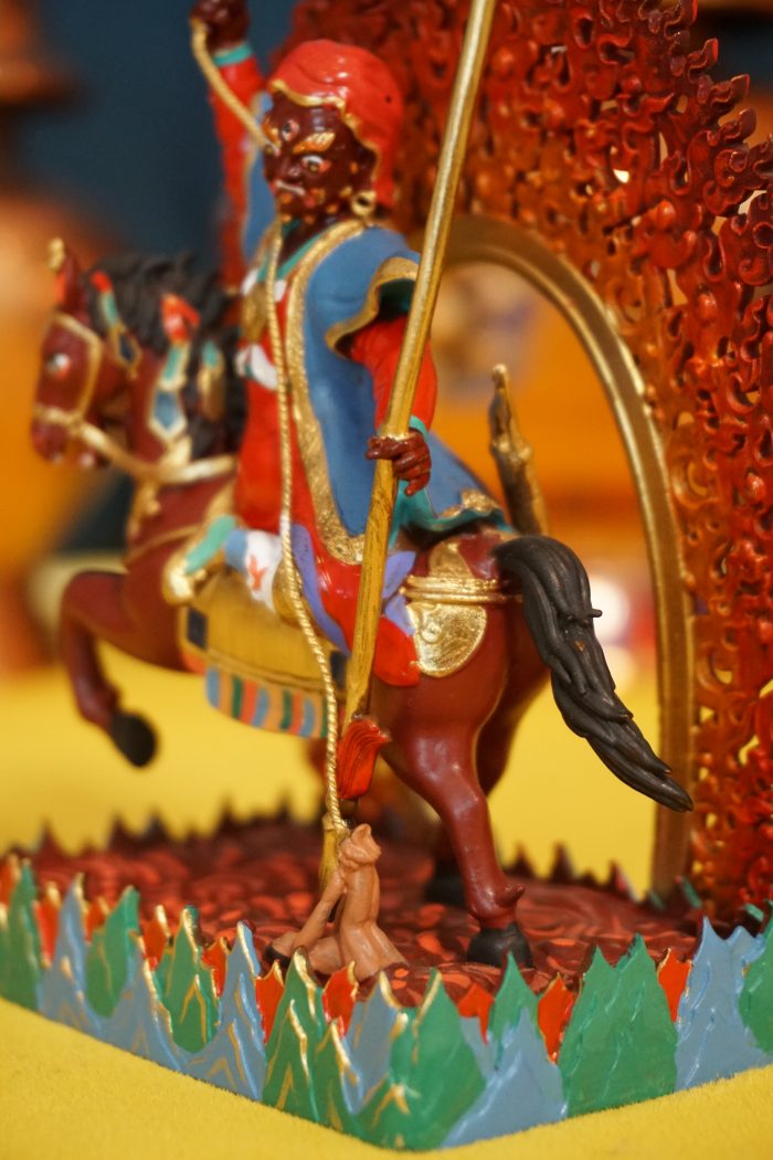 Tsiu Marpo Protector Statue – Hand-Painted Copper Tibetan Buddhist Sculpture (12cm)