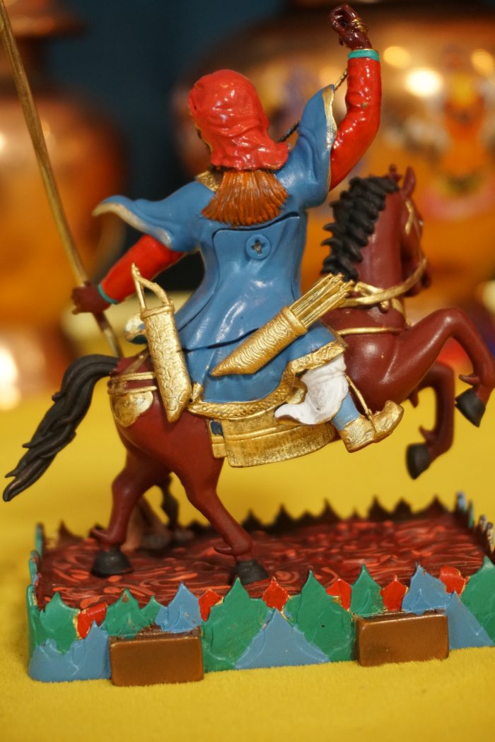 Tsiu Marpo Protector Statue – Hand-Painted Copper Tibetan Buddhist Sculpture (12cm)